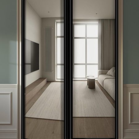 Двери-купе распашные зеркальные 2шт