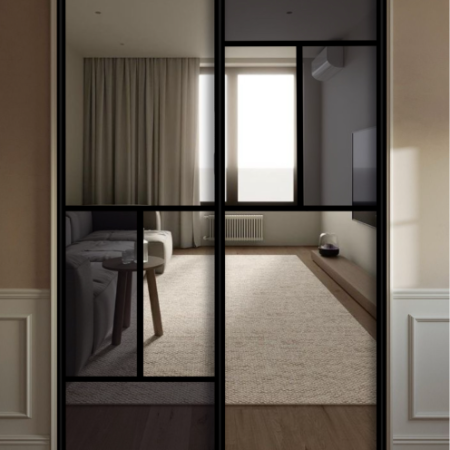 Составные двери-купе 2 шт. Зеркало Серебро + Зеркало Графит