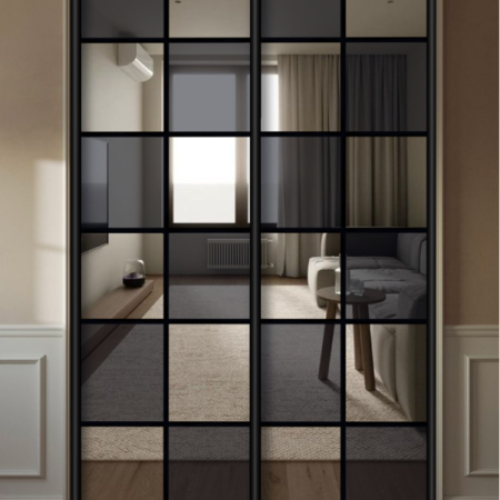 Составные двери-купе 2 шт. Зеркало Серебро + Зеркало Графит